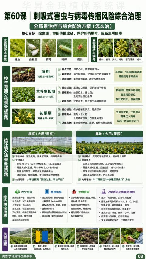 第60课| 刺吸式害虫与病毒传播风险综合治理（核心目标）｜华昇金玛植保系统课技术图