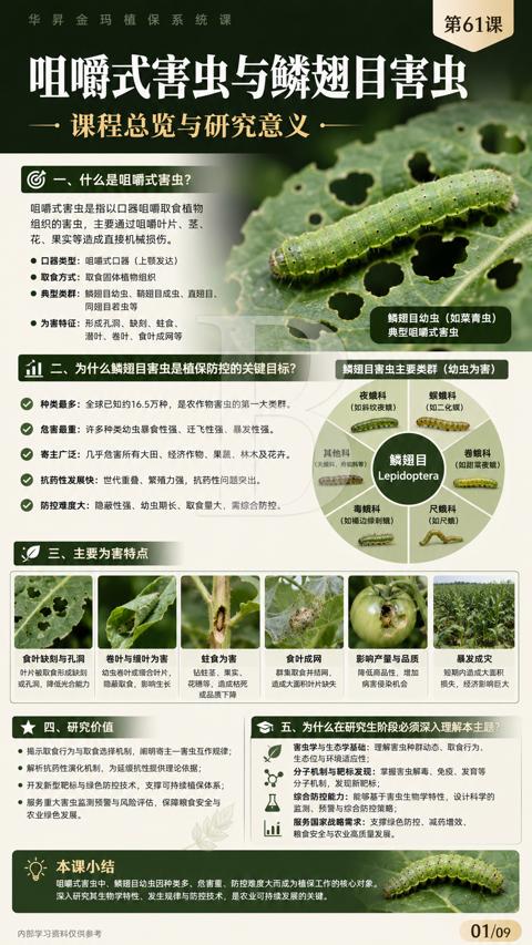 咀嚼式害虫与鳞翅目害虫（深入研究其生物学特性、发生规律与防控技术，是农业可持续发展的关键）｜华昇金玛植保系统课技术图
