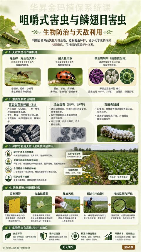 咀嚼式害虫与鳞翅目害虫（利用自然界的天敌与微生物，控制害虫种群，减少化学农药依赖）｜华昇金玛植保系统课技术图