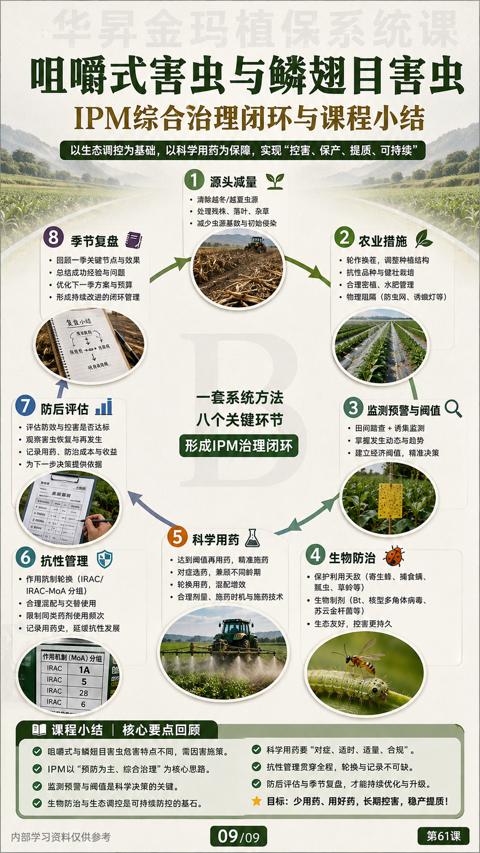 咀嚼式害虫与鳞翅目害虫（以生态调控为基础，以科学用药为保障，实现“控害、保产、提质、可持续）｜华昇金玛植保系统课技术图