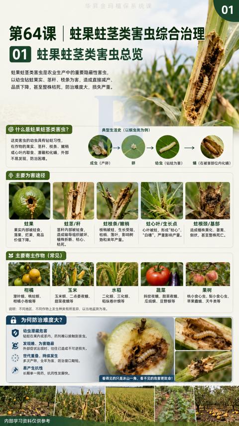 第64课|蛀果蛀茎类害虫综合治理（说明）｜华昇金玛植保系统课技术图