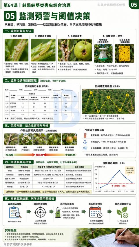 05 监测预警与阀值决策（早发现、早判断、准防治—一以监测数据为依据，科学决策用药时机与措施）｜华昇金玛植保系统课技术图