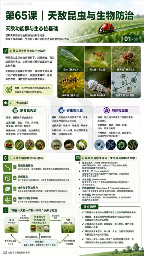 第65课 |天敌昆虫与生物防治（掌握天敌功能群、生态位及其在农田生态系统中的核心作用）｜华昇金玛植保系统课技术图