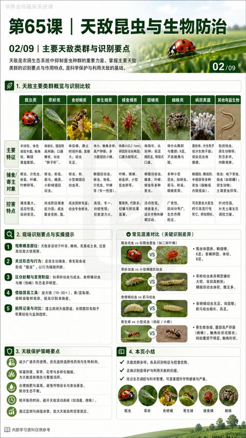 第65课 |天敌昆虫与生物防治（天敌是农田生态系统中抑制害虫种群的重要力量。掌握主要天敌）｜华昇金玛植保系统课技术图