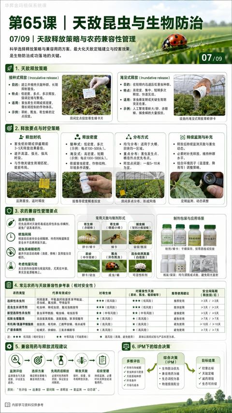 第65课 | 天敌昆虫与生物防治（科学选择释放策略与兼容用药方案，最大化天敌定殖建立与控害效果）｜华昇金玛植保系统课技术图