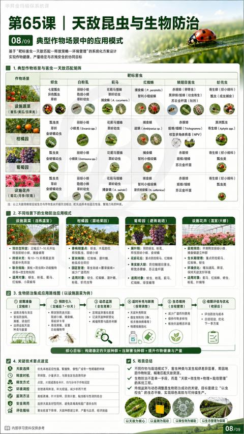 第65课 | 天敌昆虫与生物防治（基于“靶标害虫一天敌匹配一释放策略一环境管理”的系统化方案设计）｜华昇金玛植保系统课技术图