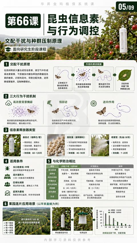 与行为调控（在田间释放大量合成性信息素，使空气中形成）｜华昇金玛植保系统课技术图