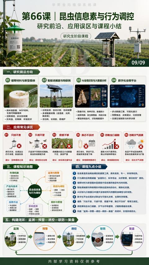 第66课 | 昆虫信息素与行为调控（诱控需结合虫口基数、天气与作物管理，才能取得是佳效果）｜华昇金玛植保系统课技术图