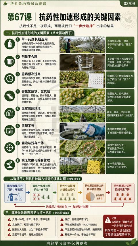 第67课|抗药性加速形成的关键因素（二、从选择压力到抗性种群占优势的演化过程（因果链条））｜华昇金玛植保系统课技术图