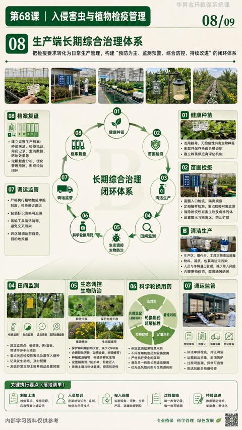 第68课| 入侵害虫与植物检疫管理（把检疫要求转化为日常生产管理，构建“预防为主、监测预警、综合防控、持续改进”的闭环体系）｜华昇金玛植保系统课技术图