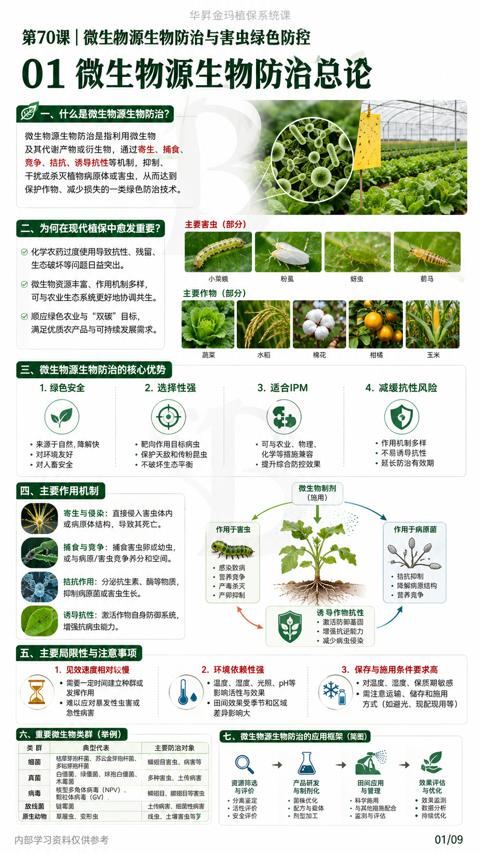 01 微生物源生物防治总论（及其代谢产物或衍生物，通过寄生、捕食）｜华昇金玛植保系统课技术图