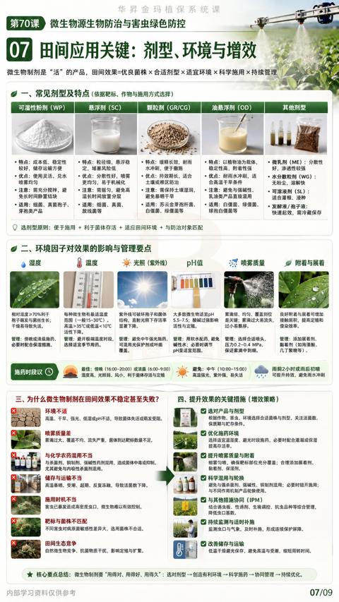 田间应用关键：剂型、环境与增效（三、为什么微生物制剂在田间效果不稳定甚至失败）｜华昇金玛植保系统课技术图