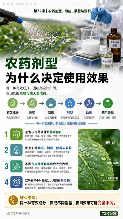 农药剂型（同一种有效成分，做成不同剂型，田间效果可能完全不同）｜华昇金玛植保系统课技术图