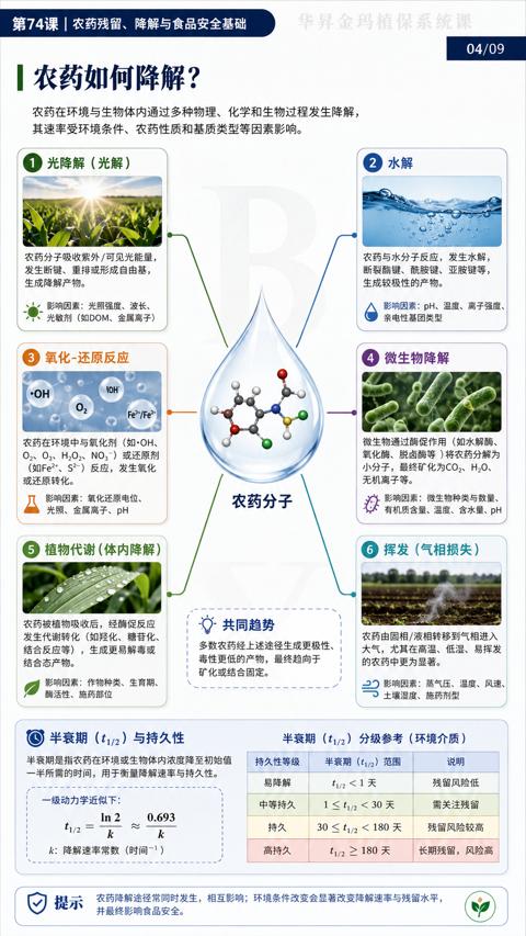 农药如何降解（农药在环境与生物体内通过多种物理、化学和生物过程发生降解）｜华昇金玛植保系统课技术图