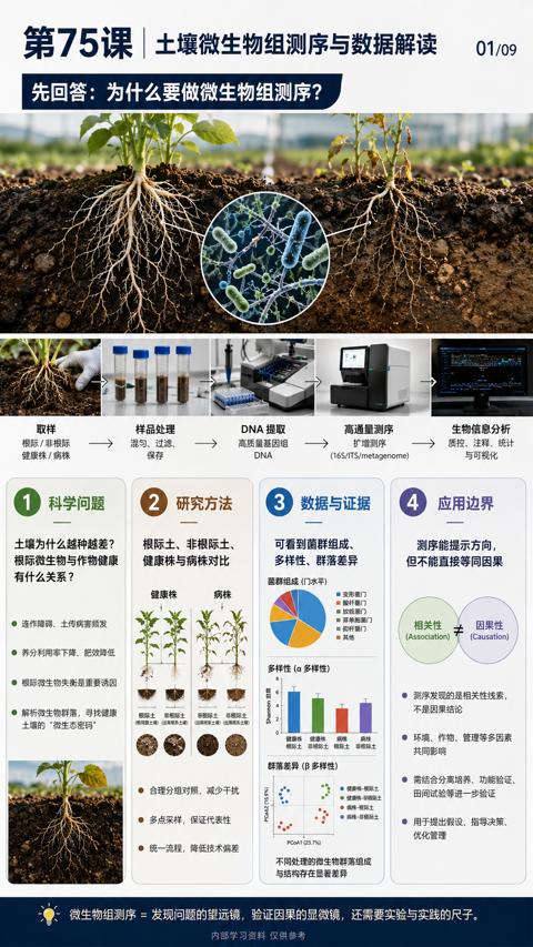 第75课|土壤微生物组测序与数据解读（微生物组测序=发现问题的望远镜，验证因果的显微镜，还需要实验与实践的尺子）｜华昇金玛植保系统课技术图