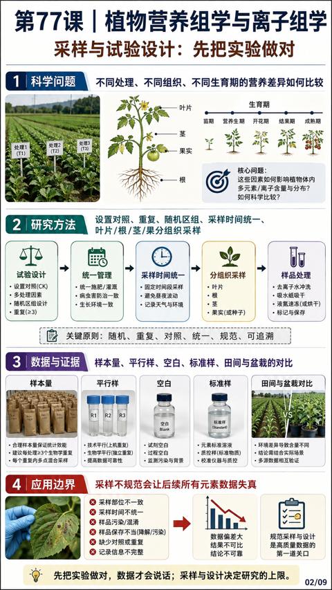 第77课 | 植物营养组学与离子组学（先把实验做对，数据才会说话；采样与设计决定研究的上限）｜华昇金玛植保系统课技术图