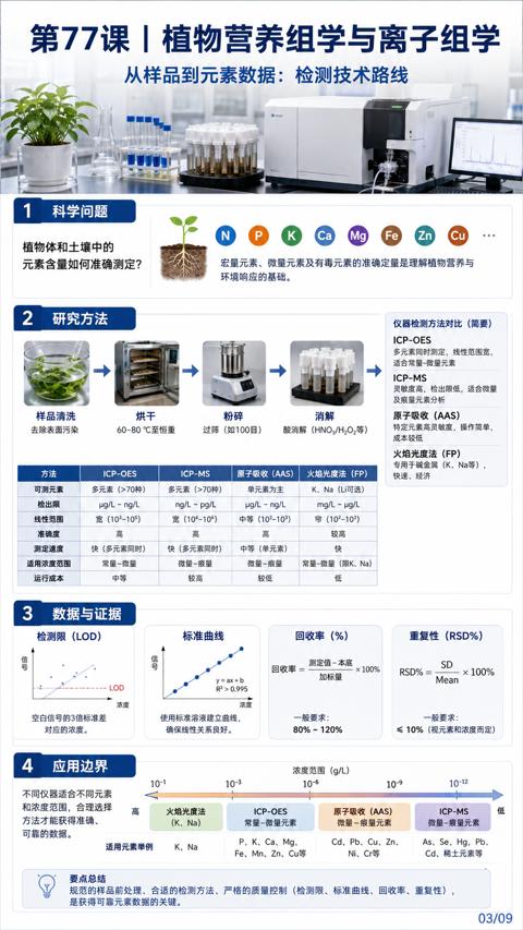 第77课| 植物营养组学与离子组学（规范的样品前处理、合适的检测方法、严格的质量控制（检测限、标准曲线、回收率、重复性））｜华昇金玛植保系统课技术图