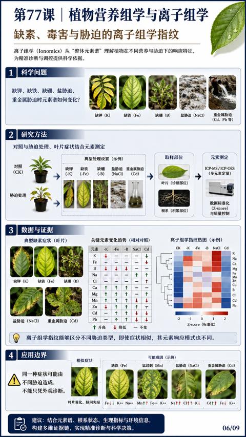第77课| 植物营养组学与离子组学（离子组学指纹能够区分不同胁迫类型，即使症状相似，其元素响应模式也不同）｜华昇金玛植保系统课技术图