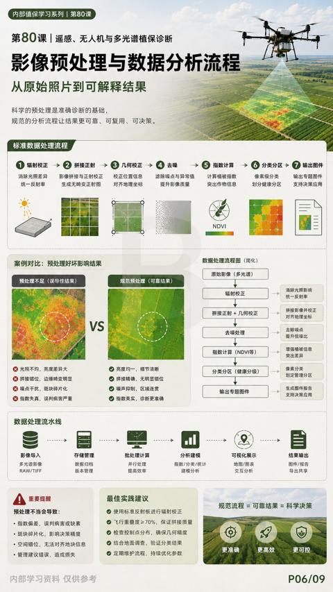 影像预处理与数据分析流程（规范的分析流程让结果更可靠、可复用、可决策）｜华昇金玛植保系统课技术图