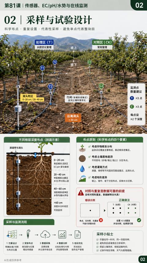 02 |采样与试验设计（坡上、坡中、坡下分别布点，反映水分迁移）｜华昇金玛植保系统课技术图