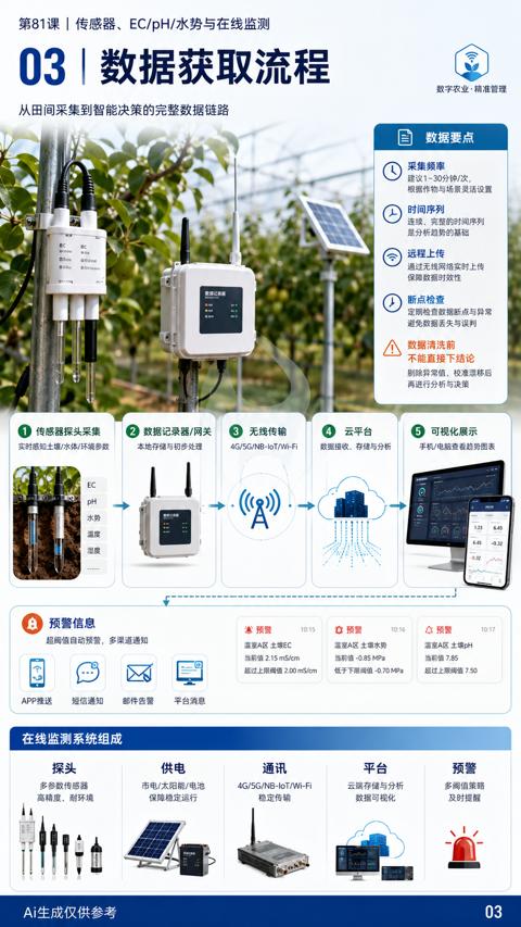 03 | 数据获取流程（第81课|传感器、EC/pH/水势与在线监测）｜华昇金玛植保系统课技术图