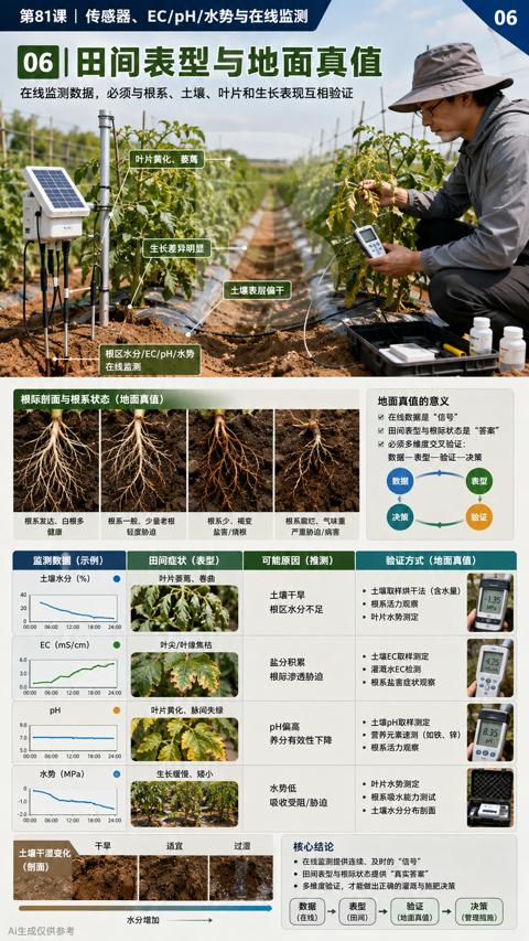 06|田间表型与地面真值（在线监测数据，必须与根系、土壤、叶片和生长表现互相验证）｜华昇金玛植保系统课技术图