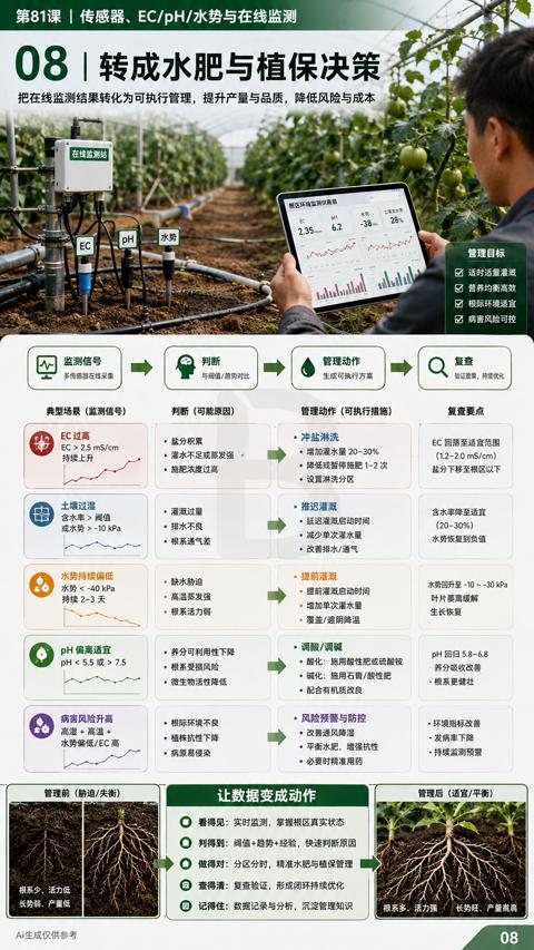 08 | 转成水肥与植保决策（把在线监测结果转化为可执行管理，提升产量与品质，降低风险与成本）｜华昇金玛植保系统课技术图