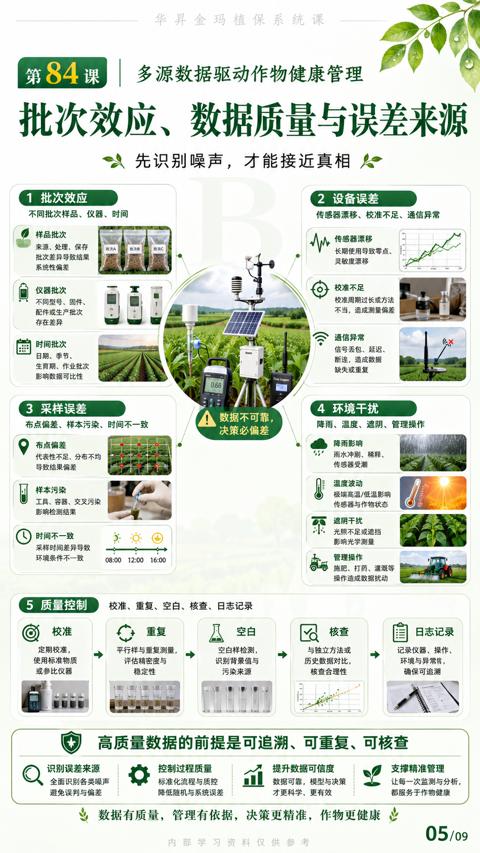 批次效应、数据质量与误差来源（数据有质量，管理有依据，决策更精准，作物更健康）｜华昇金玛植保系统课技术图