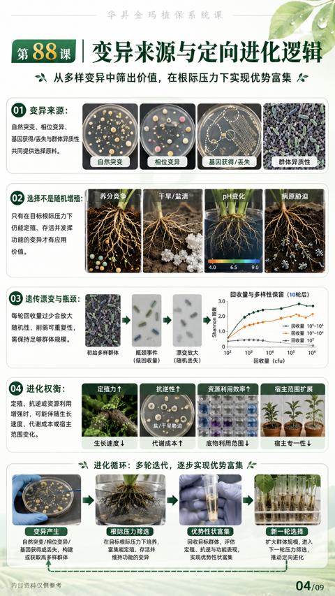 第88课|变异来源与定向进化逻辑（进化循环）｜华昇金玛植保系统课技术图
