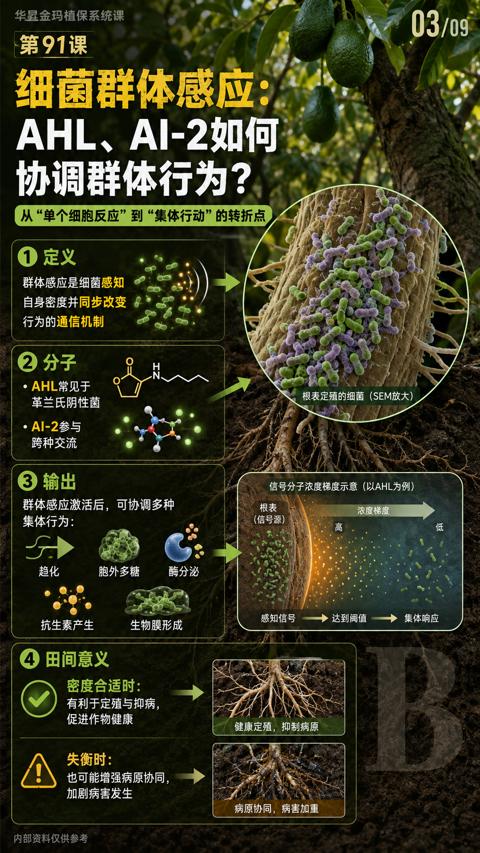 协调群体行为（信号分子浓度梯度示意（以AHL为例））｜华昇金玛植保系统课技术图