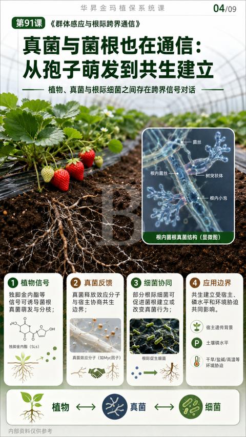 真菌与菌根也在通信（真菌效应分子（如Myc因子））｜华昇金玛植保系统课技术图