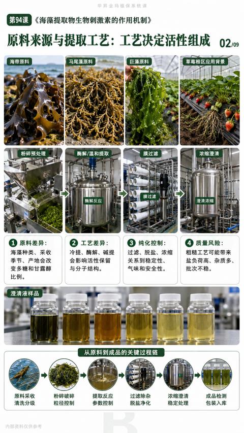 原料来源与提取工艺：工艺决定活性组成 02.灬0（海藻提取物生物刺激素的作用机制）｜华昇金玛植保系统课技术图