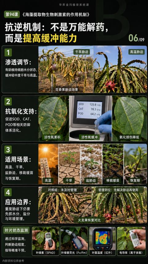 抗逆机制：不是万能解药（海藻提取物生物刺激素的作用机制）｜华昇金玛植保系统课技术图